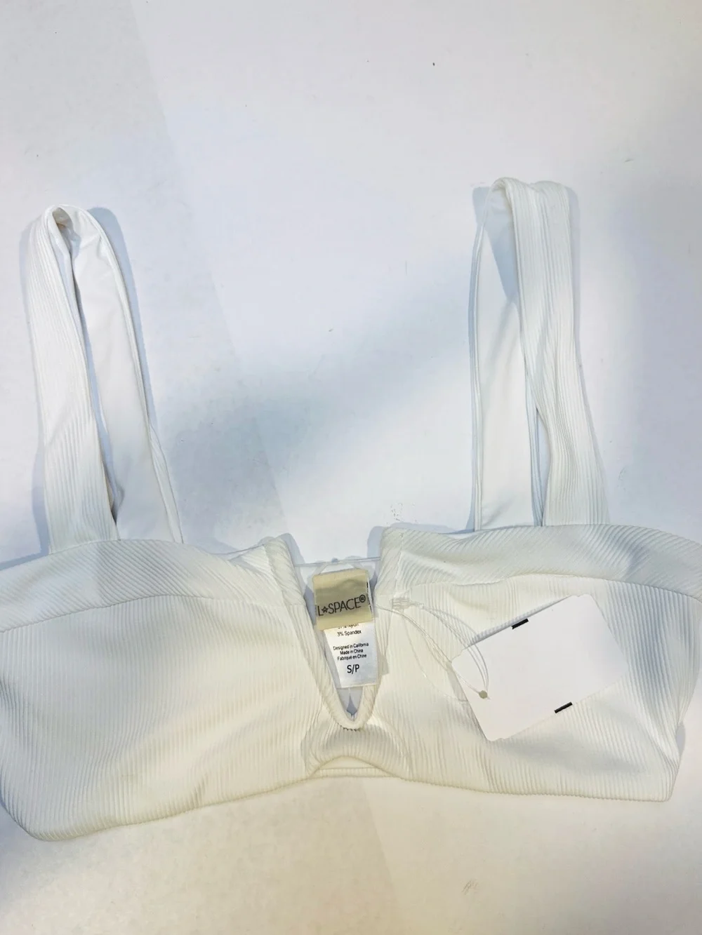 L*space Lee Lee Ribbed Bikini Top White Small NWT